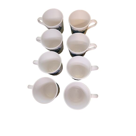 CORELLE Corning Ware Blue Velvet Blue Roses Coffee Cup Mug Set of 8 - Picture 2 of 3